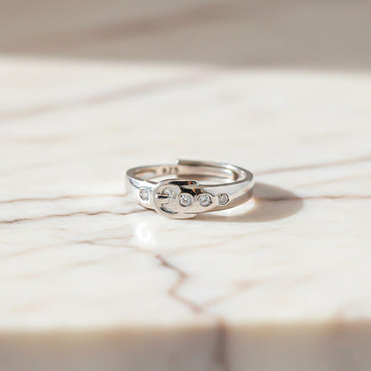 Silver Belt Style Promise Men's Ring