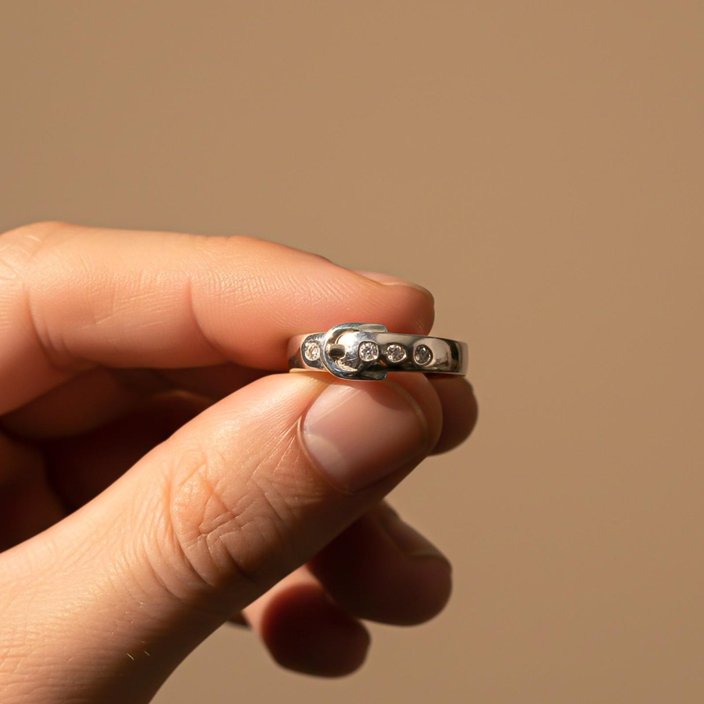 Silver Belt Style Promise Men's Ring