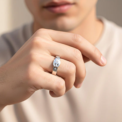 Silver Belt Style Promise Men's Ring