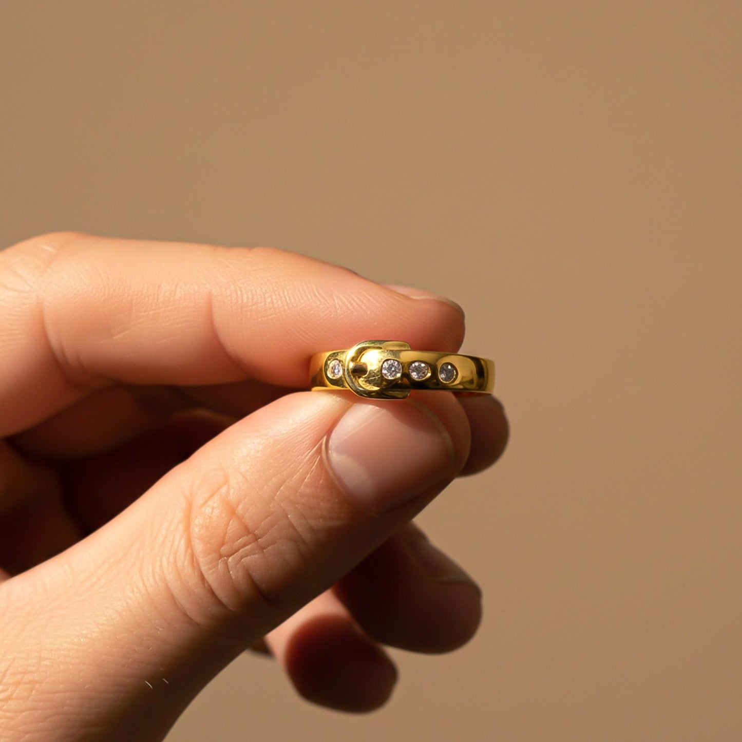 Golden Belt Style Promise Ring For Men