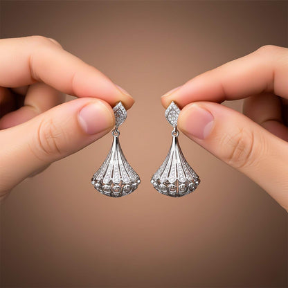 Silver Jhumka Diamond Ethnic Wear Earrings