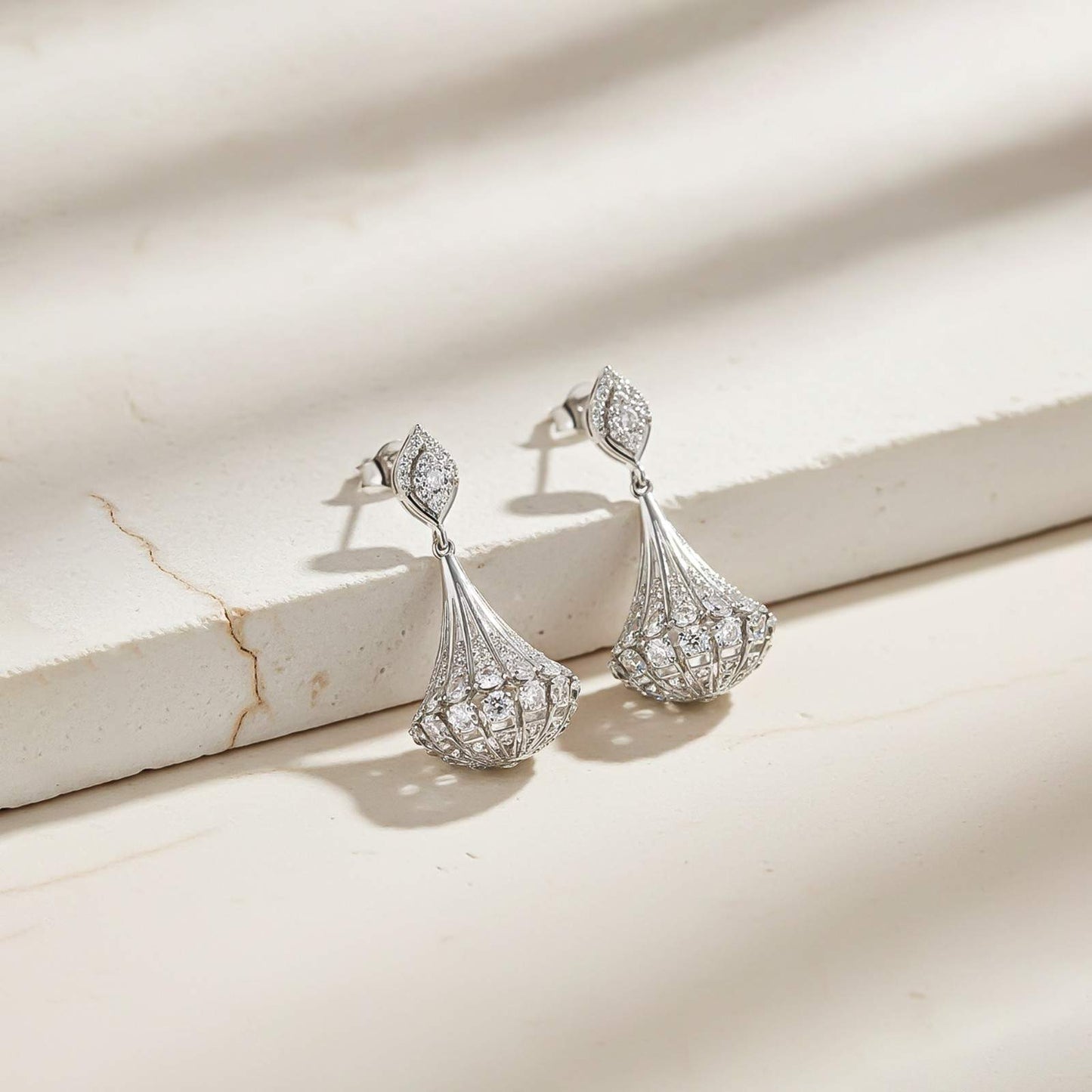 Silver Jhumka Diamond Ethnic Wear Earrings