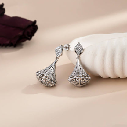 Silver Jhumka Diamond Ethnic Wear Earrings