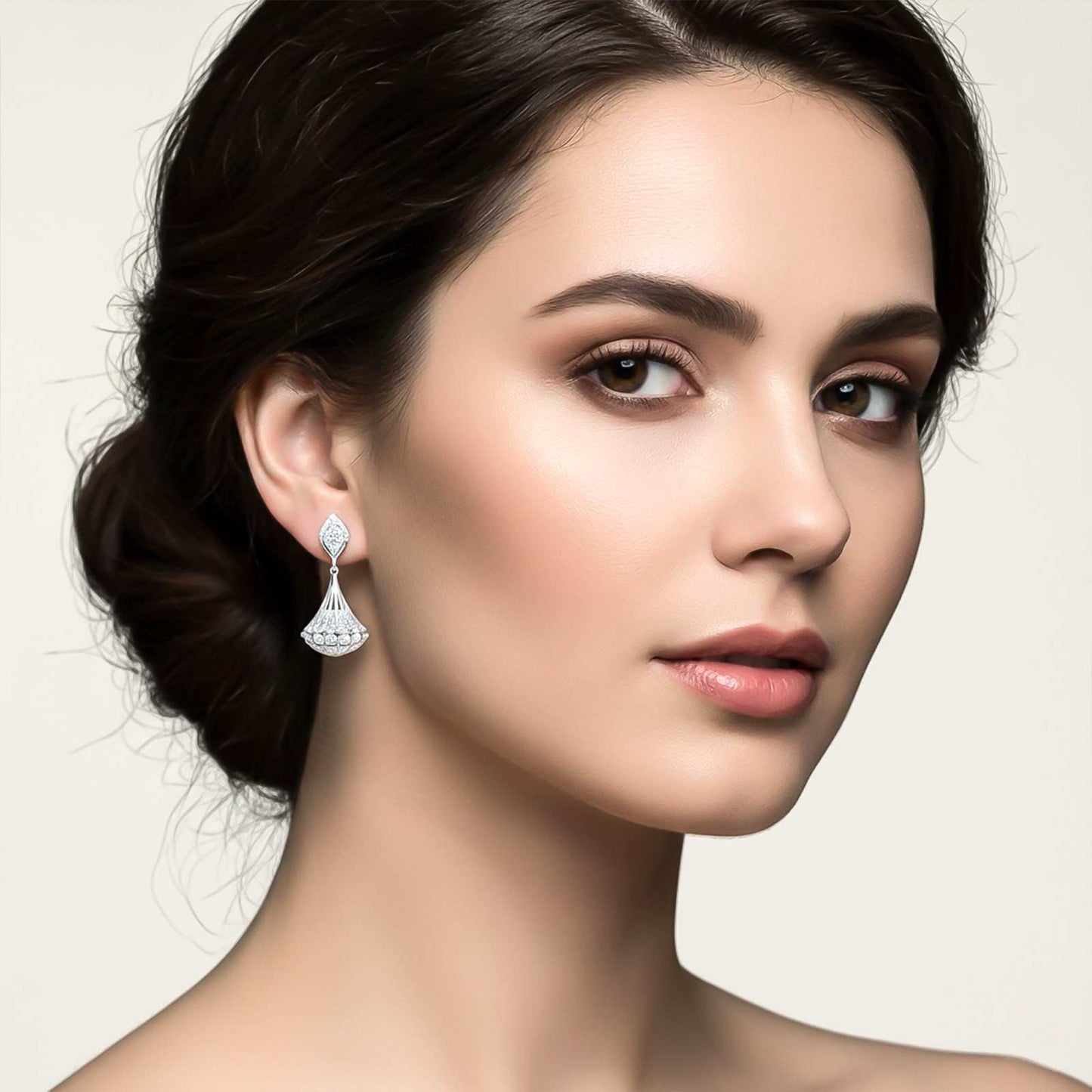 Silver Jhumka Diamond Ethnic Wear Earrings