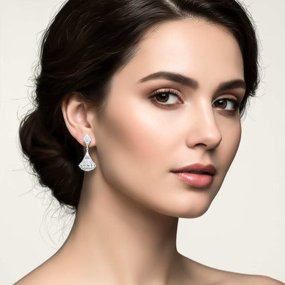 Silver Jhumka Diamond Ethnic Wear Earrings