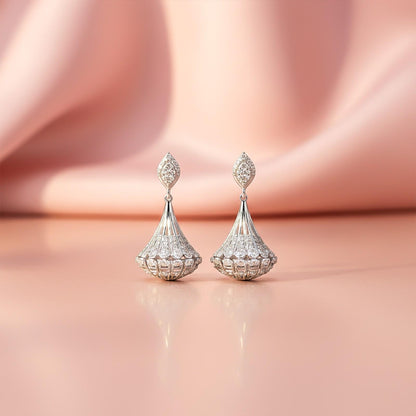 Silver Jhumka Diamond Ethnic Wear Earrings
