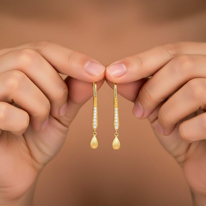 Golden Classic Hook Style Drop Dangle Earrings