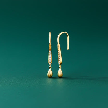 Golden Classic Hook Style Drop Dangle Earrings