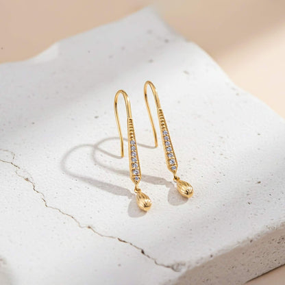 Golden Classic Hook Style Drop Dangle Earrings