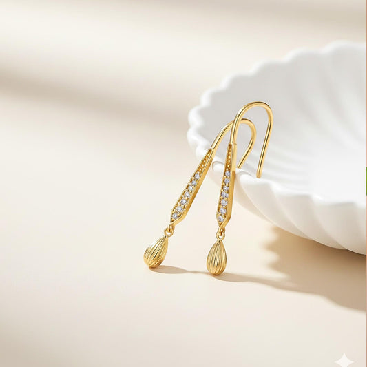 Golden Classic Hook Style Drop Dangle Earrings