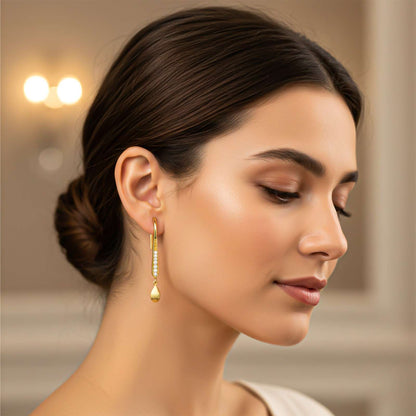 Golden Classic Hook Style Drop Dangle Earrings