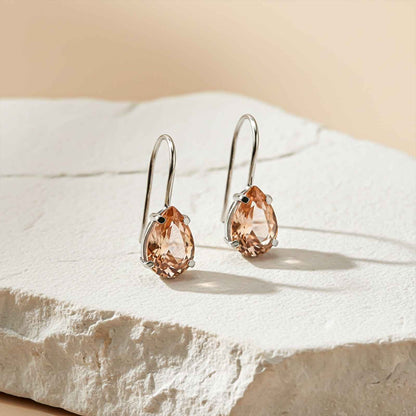 Silver Classy Peach Morganite Solitaire Earrings