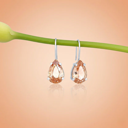 Silver Classy Peach Morganite Solitaire Earrings