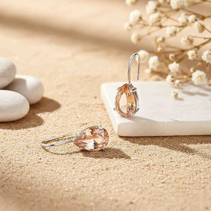 Silver Classy Peach Morganite Solitaire Earrings