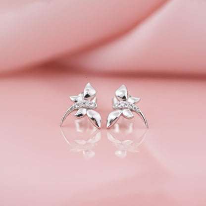 Silver Butterfly Stud