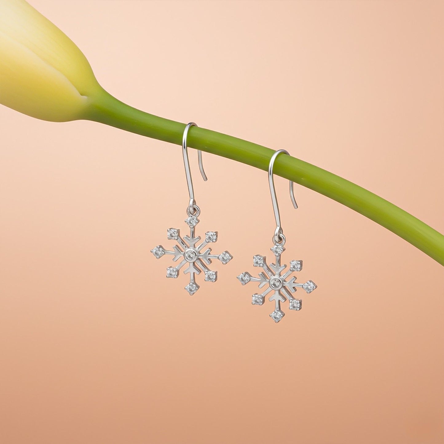 Silver Snowflake Drop Earrings