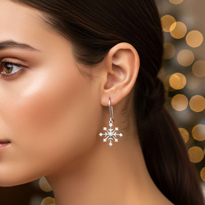 Silver Snowflake Drop Earrings