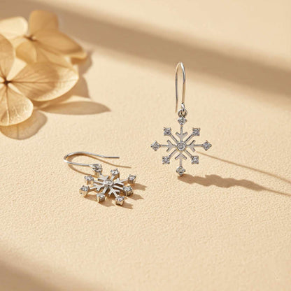 Silver Snowflake Drop Earrings
