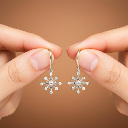 Silver Snowflake Drop Earrings