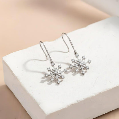 Silver Snowflake Drop Earrings