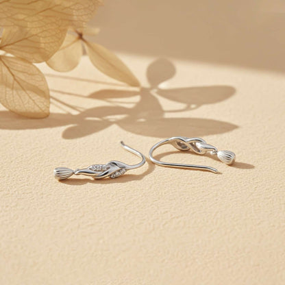 Silver Petals Drop Earrings