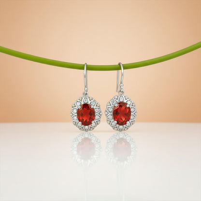 Silver Zircon Halo Drop Earrings