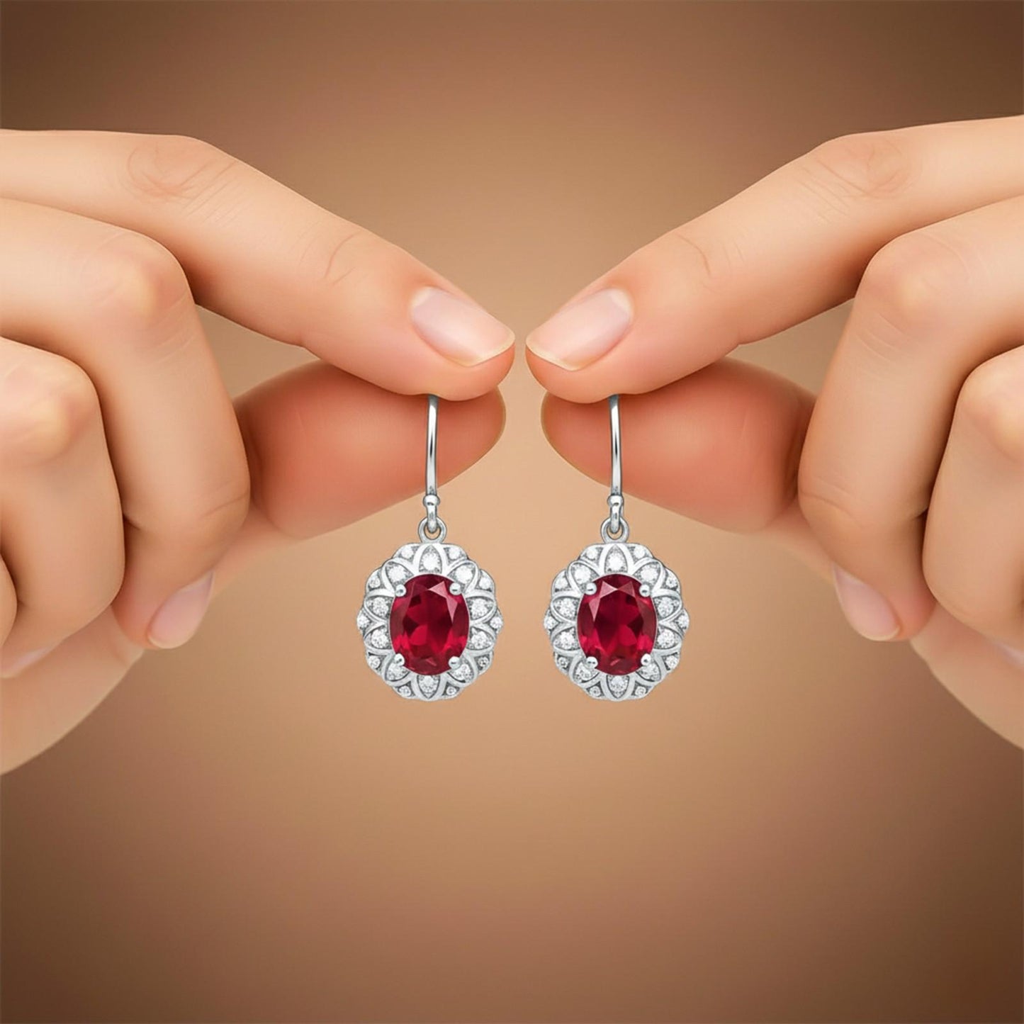 Silver Zircon Halo Drop Earrings