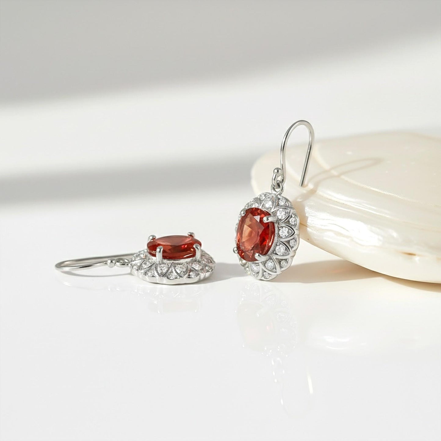 Silver Zircon Halo Drop Earrings