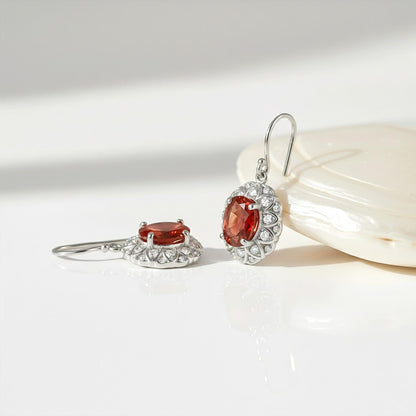 Silver Zircon Halo Drop Earrings