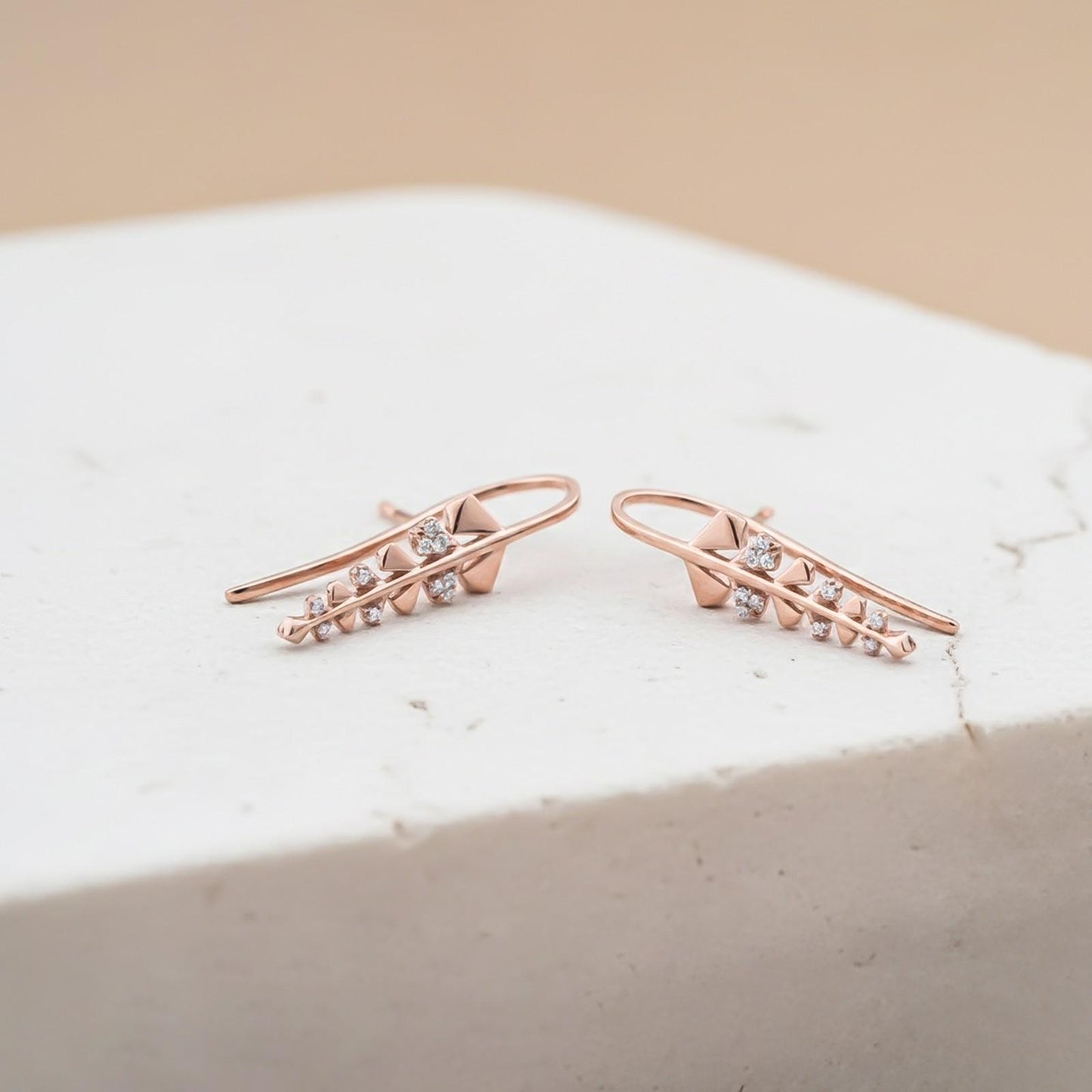 Rose Gold Matte Twig Earrings