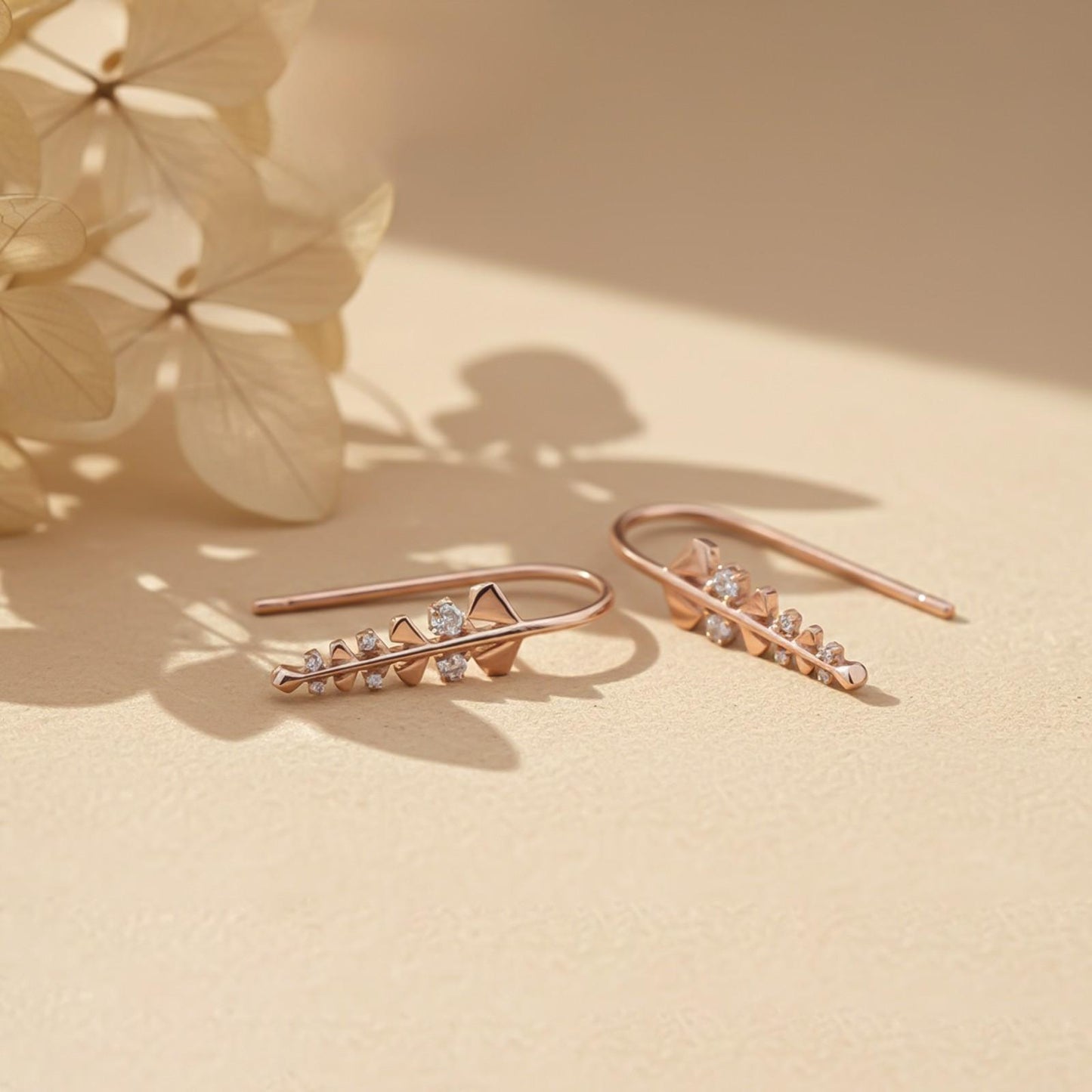 Rose Gold Matte Twig Earrings