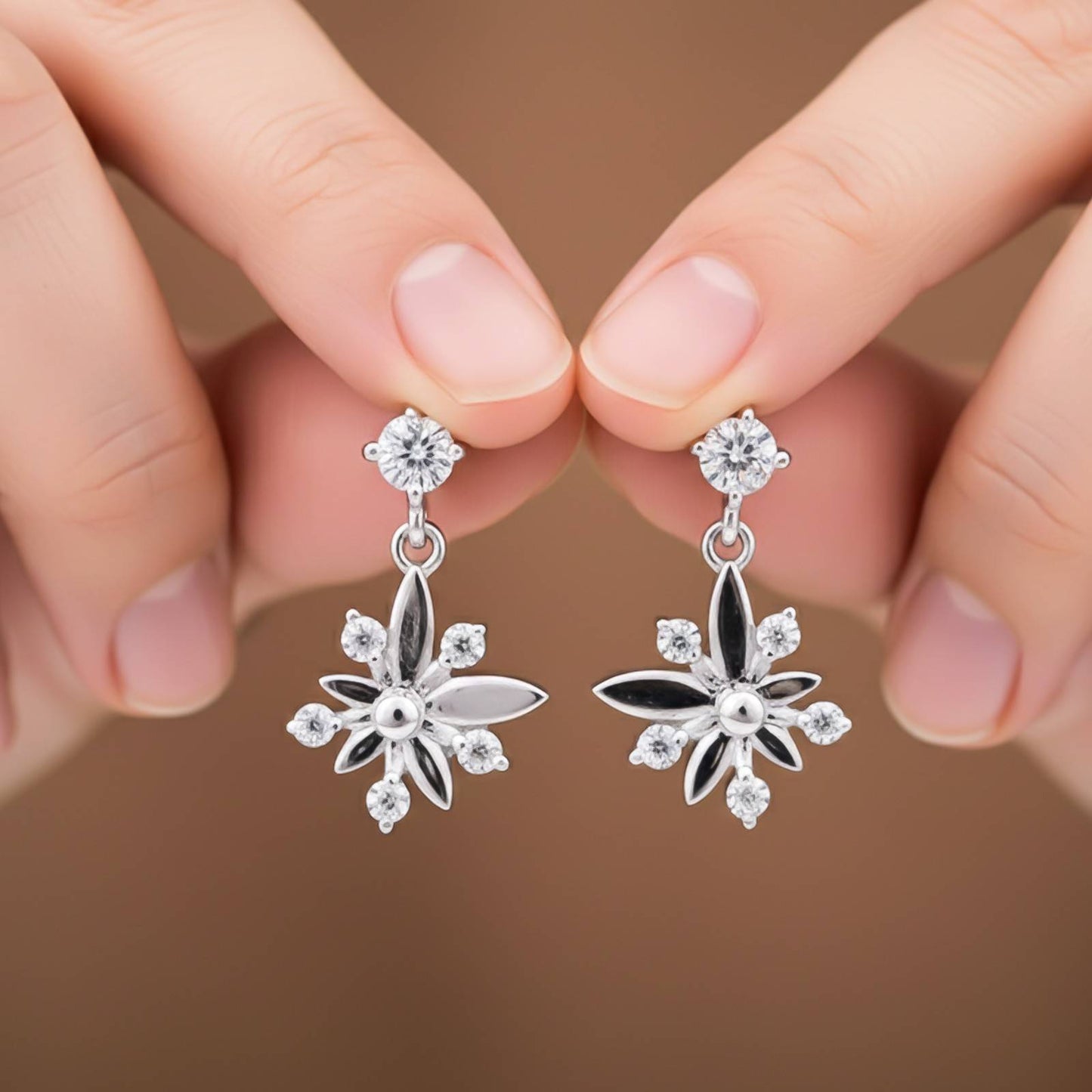 Silver Glossy Flower Petals Drop