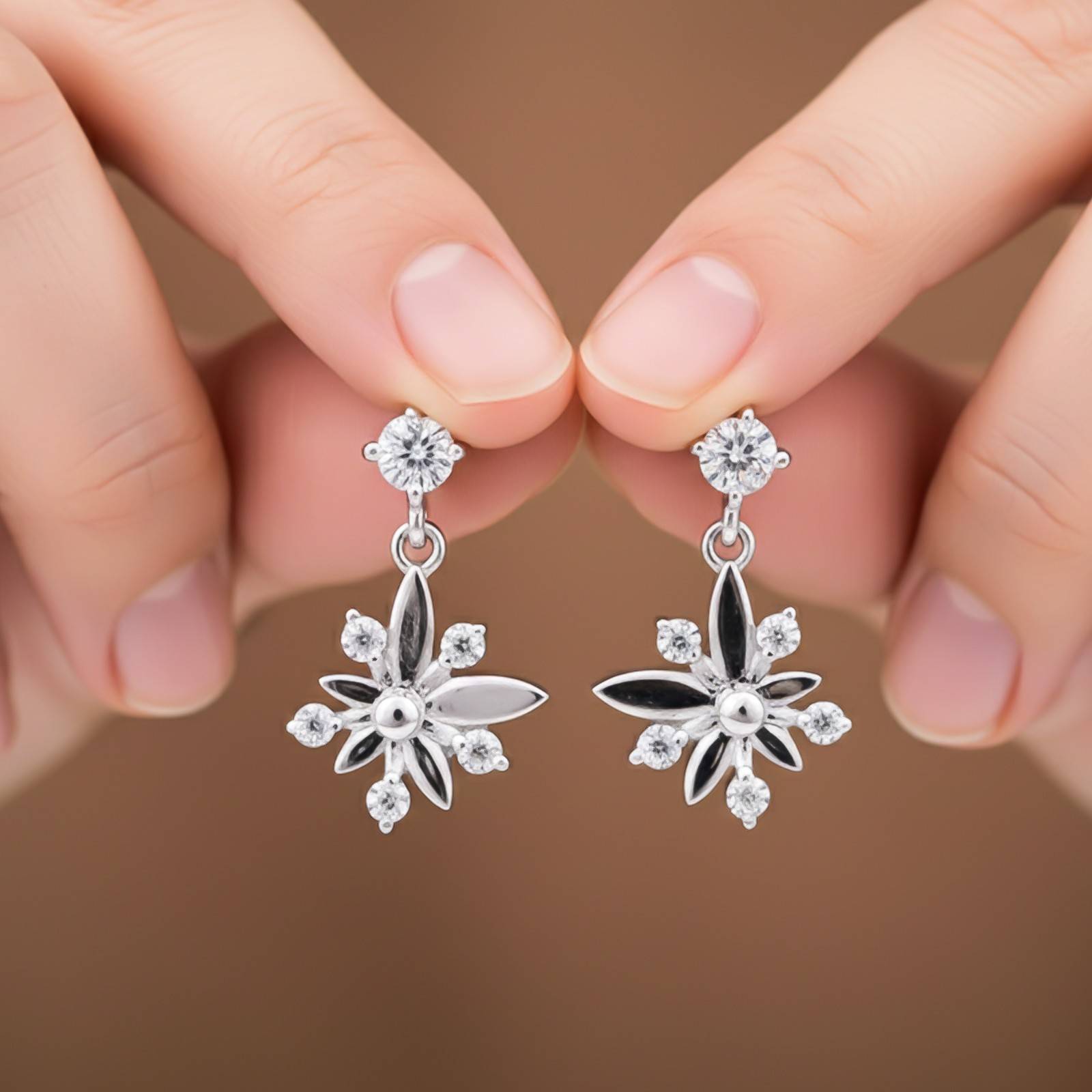 Silver Glossy Flower Petals Drop