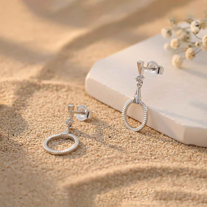 Silver Shiny Circle Drop Earrings