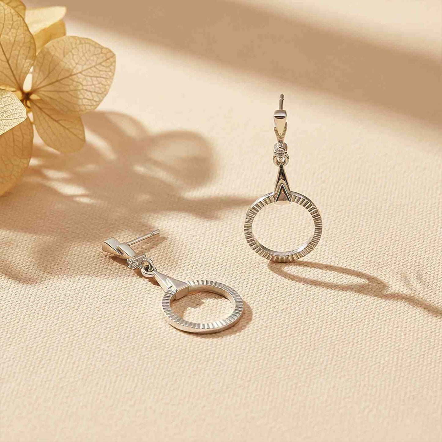 Silver Shiny Circle Drop Earrings