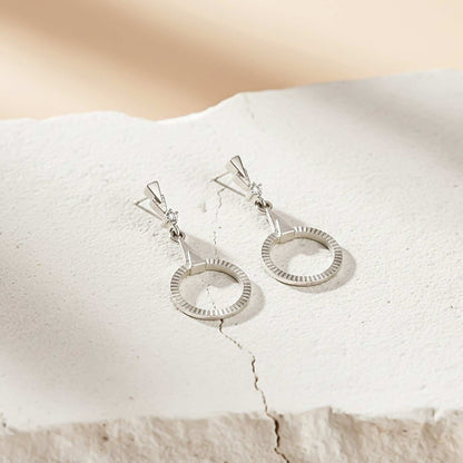 Silver Shiny Circle Drop Earrings