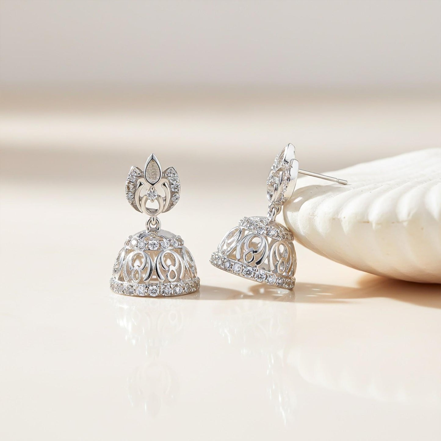 Silver Jhumka Diamond Earrings For Women