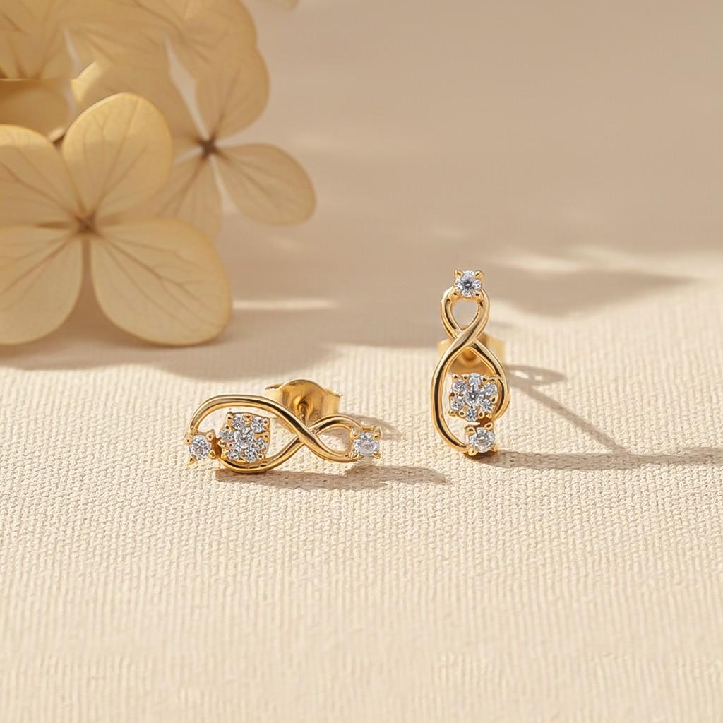 Golden Infinity Zircon Stud Earrings