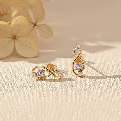 Golden Infinity Zircon Stud Earrings