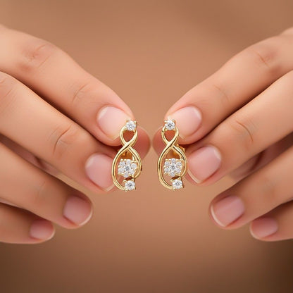 Golden Infinity Zircon Stud Earrings