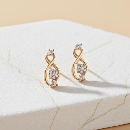 Golden Infinity Zircon Stud Earrings