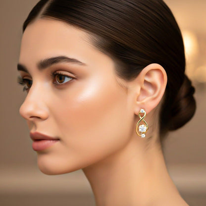 Golden Infinity Zircon Stud Earrings