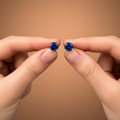 Silver Royal Blue Bloom Studs