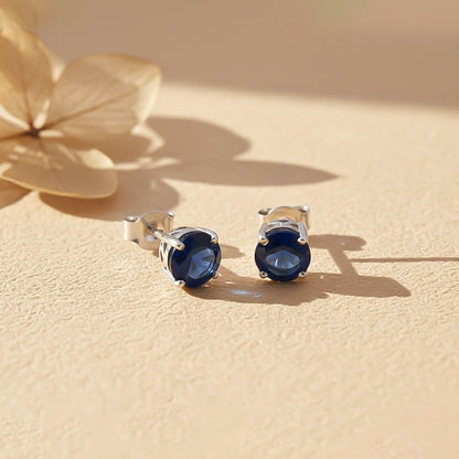 Silver Royal Blue Bloom Studs