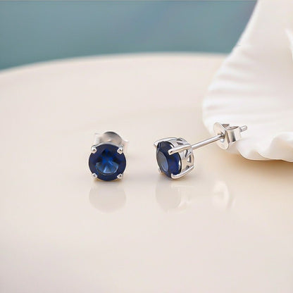 Silver Royal Blue Bloom Studs