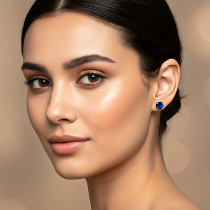 Silver Royal Blue Bloom Studs