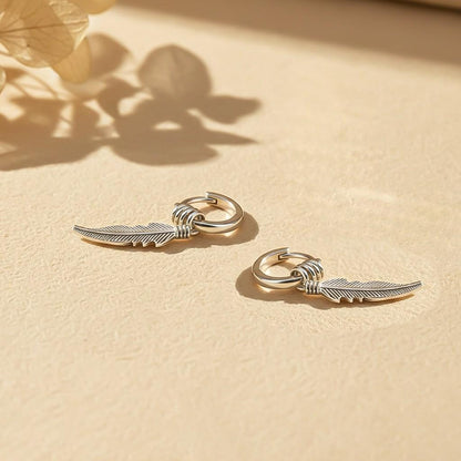 Silver Mini Feather Men's Earrings