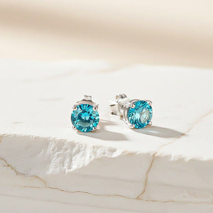 Silver Topaz Bold Stud Earrings