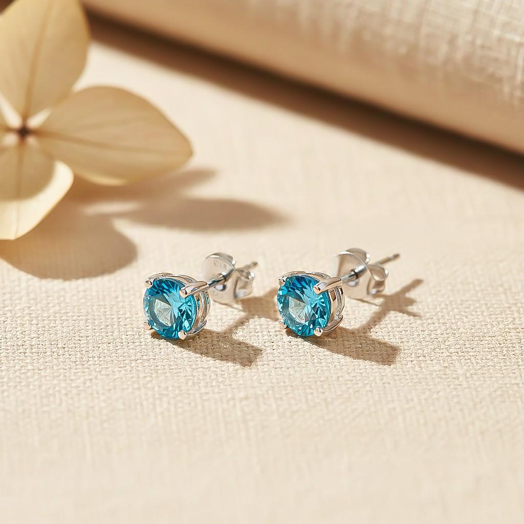Silver Topaz Bold Stud Earrings