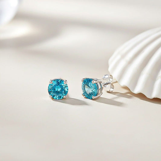 Silver Topaz Bold Stud Earrings